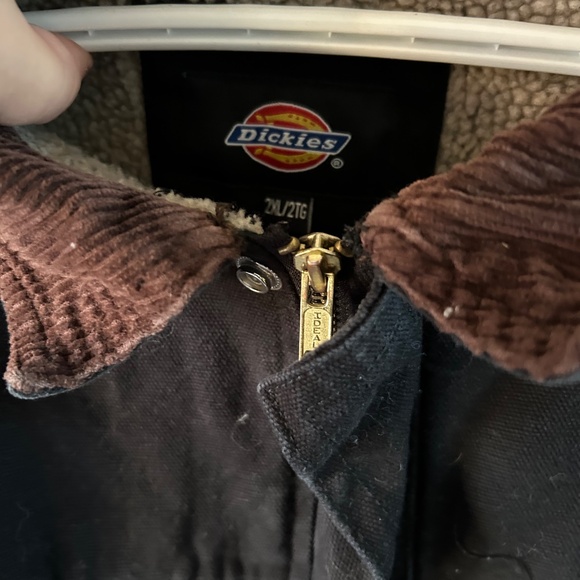 Men's Dickies Sherpa Lined Detroit Style Jacket w/Dark Brown Corduroy Collar - Picture 3 of 4